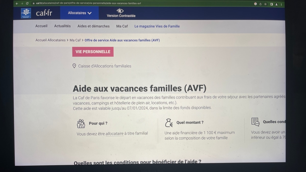 Aide aux vacances familiales