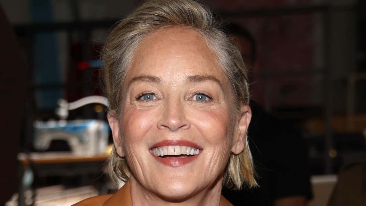 Portrait de Sharon Stone souriante