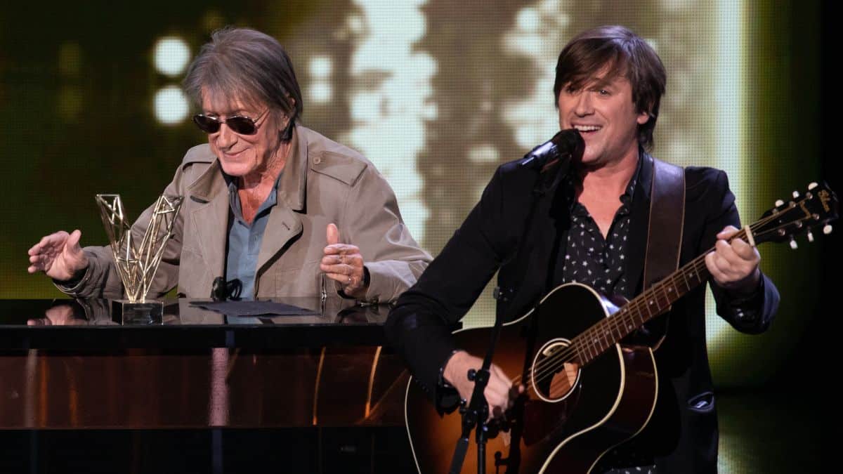 Jacques Dutronc avec son fils Thomas, en février 2022