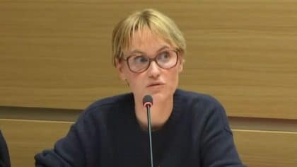 Judith Godrèche en mars 2024 face aux députés de la commission d'enquête