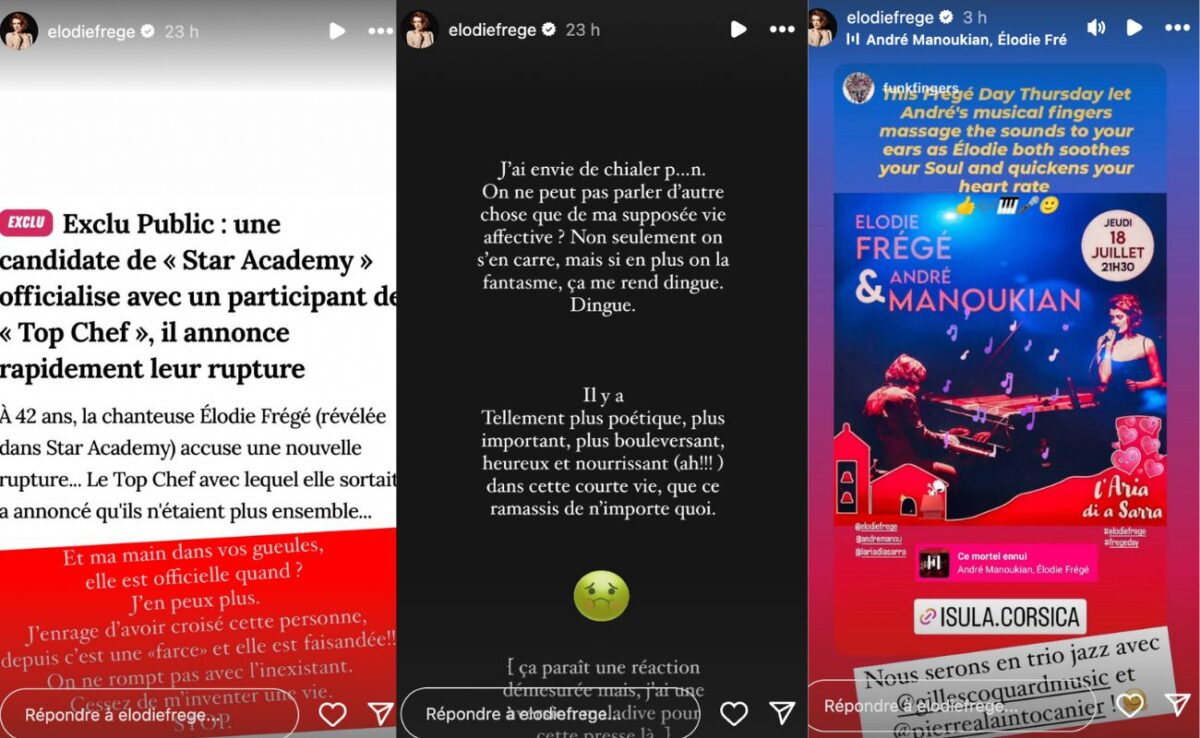 Les stories d'Éllodie Frégé les 14 et 15 juillet 2024