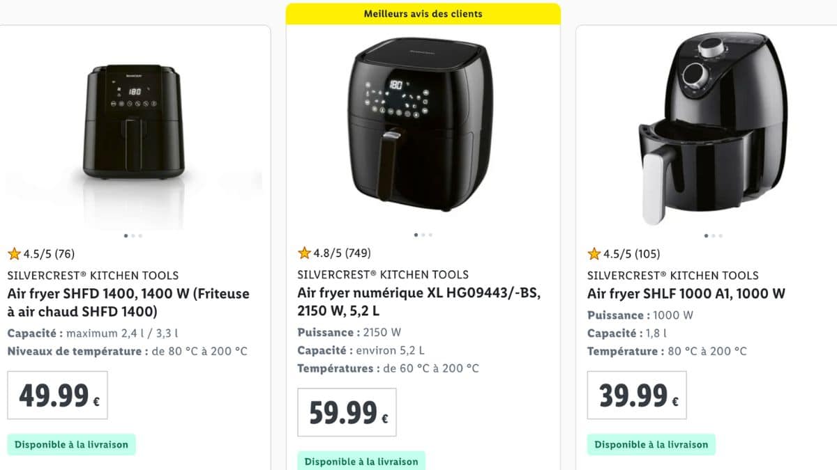 Lidl a un large choix de air fryer