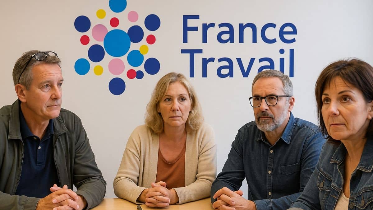 Des chômeurs de plus de 50 ans, en réunion chez France Travail.