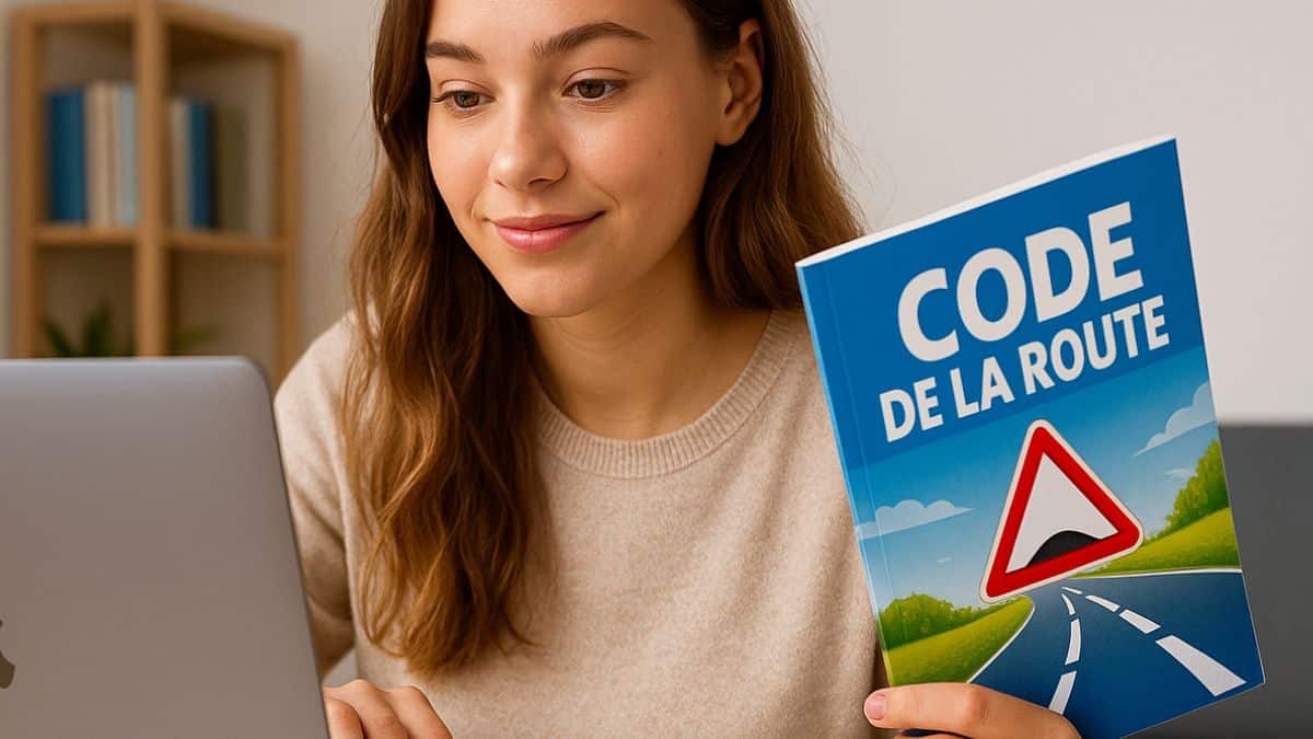 Une jeune fille révise le code de la route