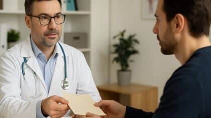 Un médecin prescrit un arrêt maladie à un patient