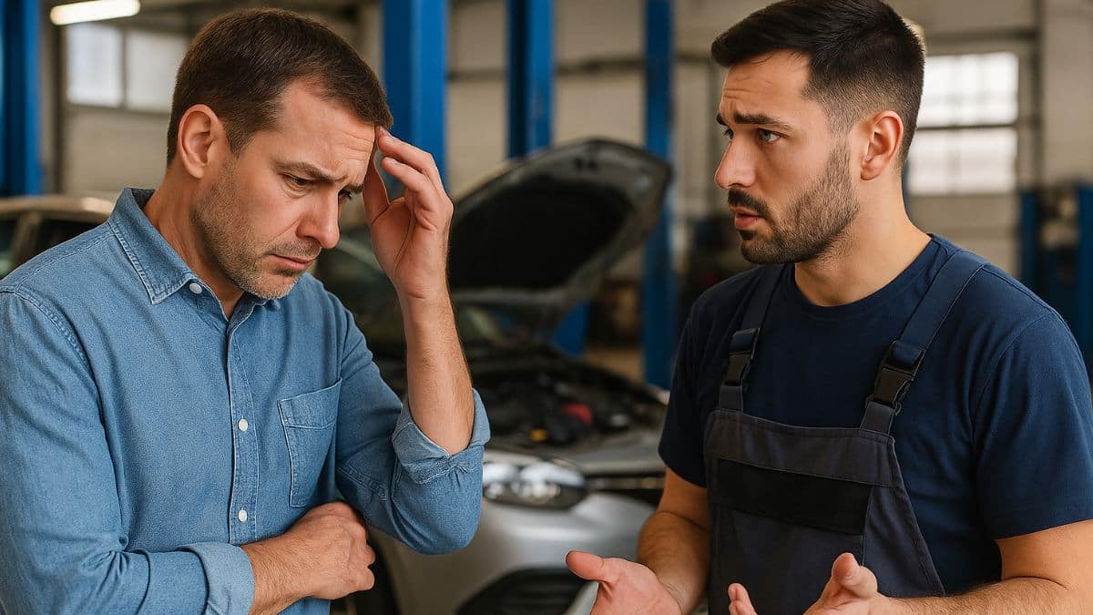 Un homme inquiet face au prix des réparations automobiles