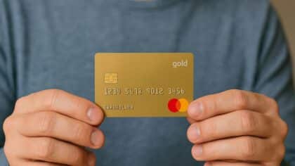 Un homme tient sa carte gold