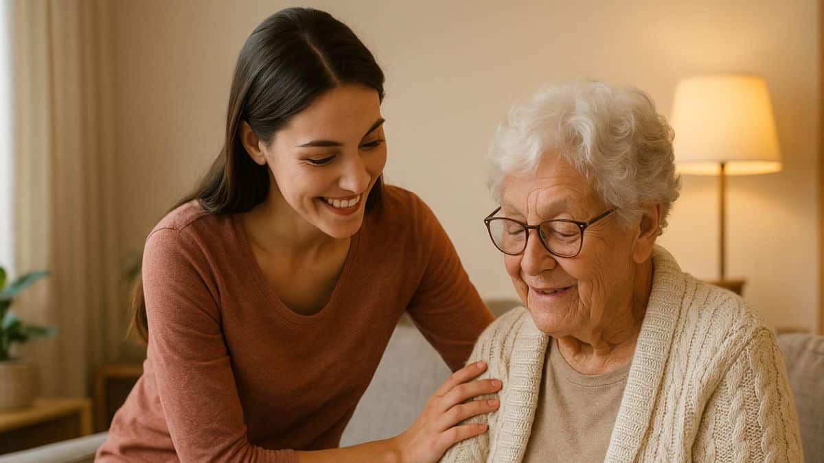 Une jeune femme intervient comme aidant familial auprès de sa grand-mère.