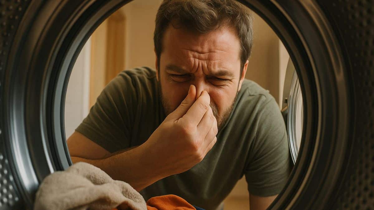 Un homme découvre que son linge sent mauvais après le lavage