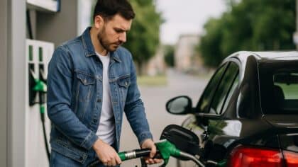 Un homme fait le plein à l'allemande