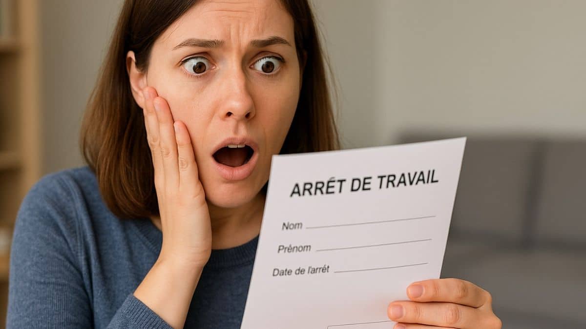 Une femme stupéfaite découvre un arrêt de travail prescrit par son médecin.