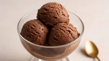 Deux boules de glace au chocolat