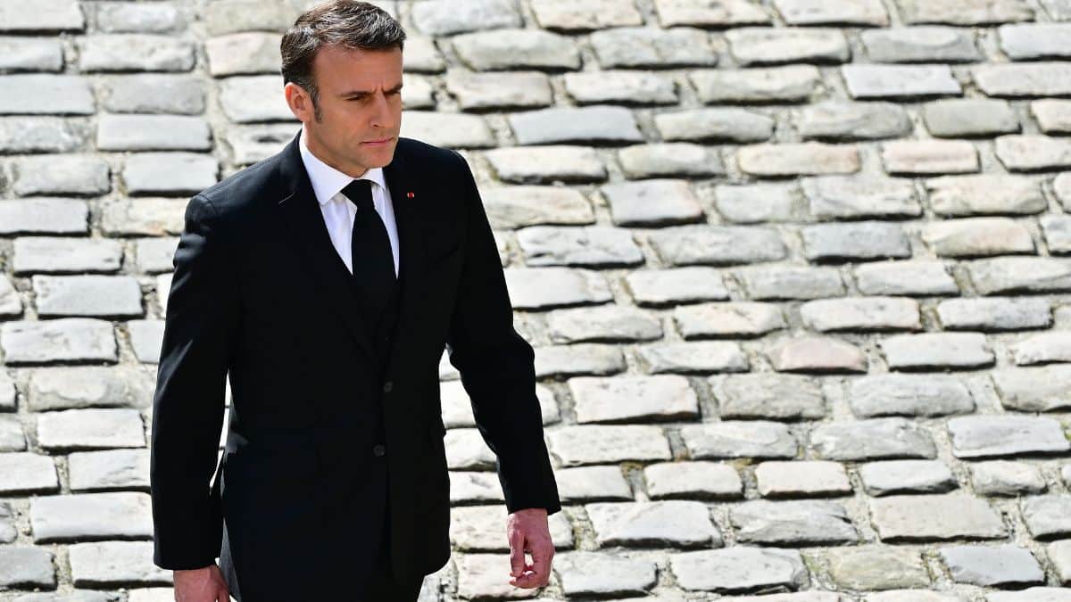 Emmanuel Macron lors de l'hommage national à Philippe de Gaulle, le 20 mars 2024