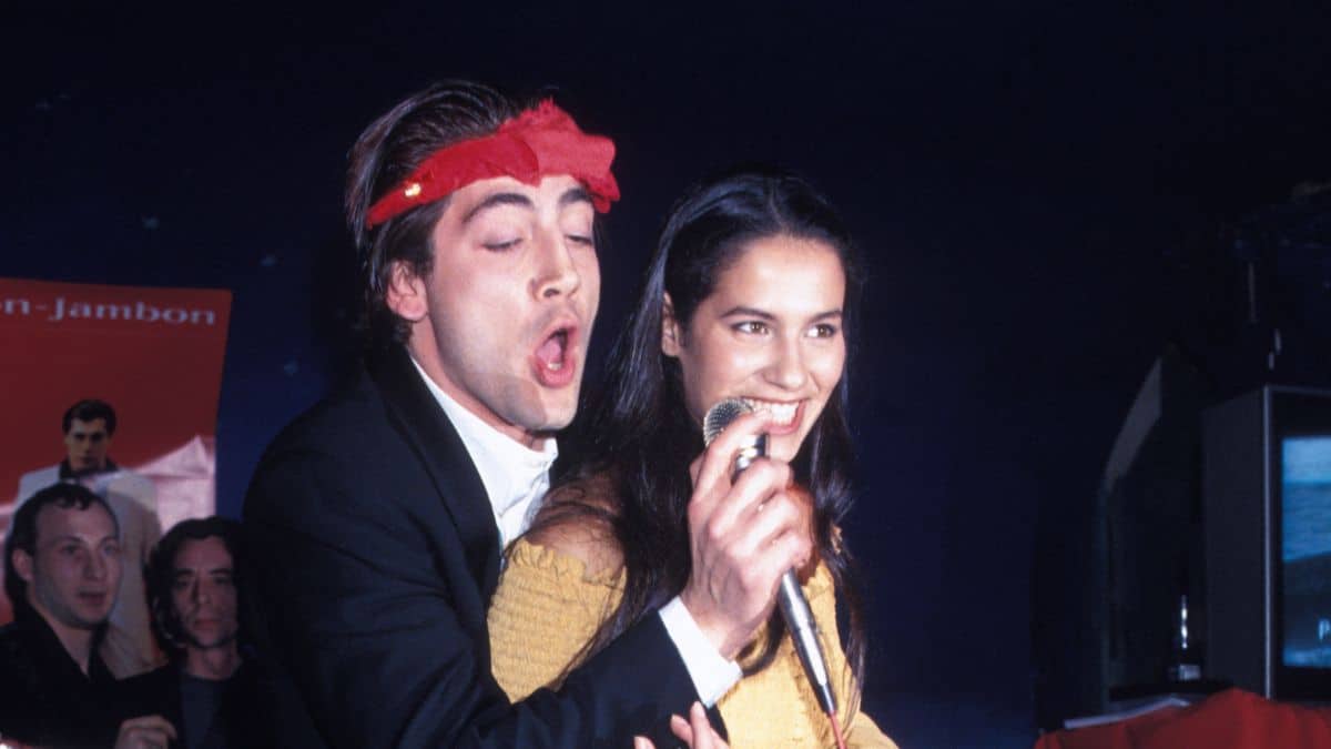 Javier Bardem et Élisa Tovati lors de l'avant-première de Macho, en 1994
