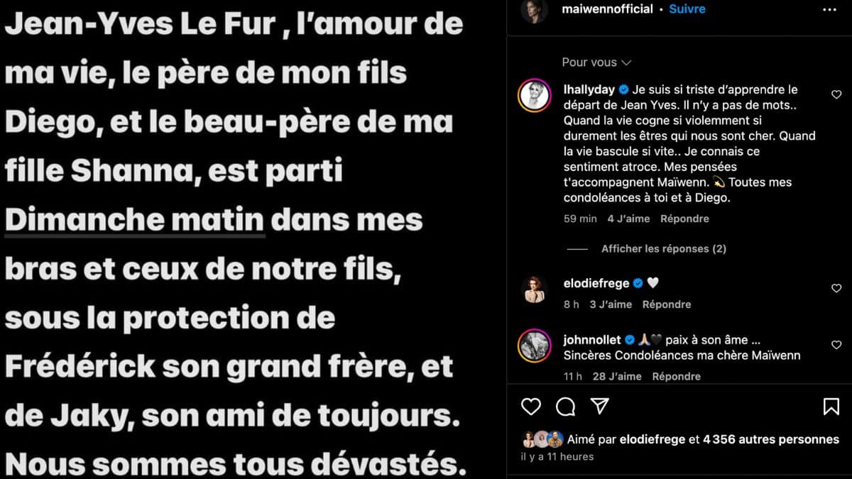 Le post Instagram de Maïwenn, annonçant la mort de Jean-Yves Le Fur